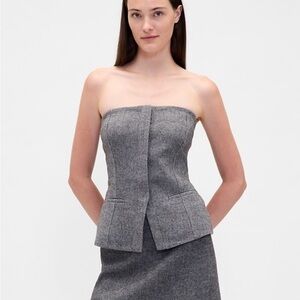 Gray Strapless Top and Skirt Set